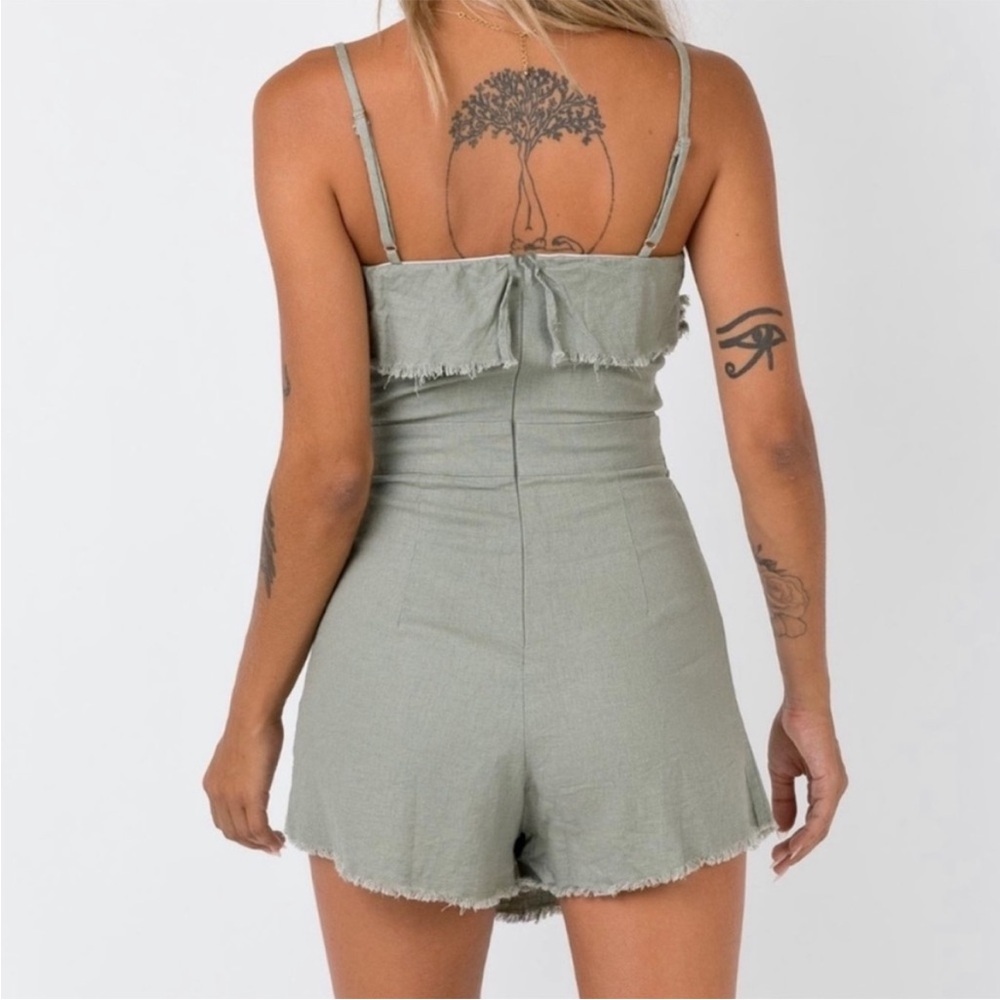 Princess Polly Rally Playsuit Khaki Sage Green Romper - US Size 6 - NWT - Picture 2 of 14